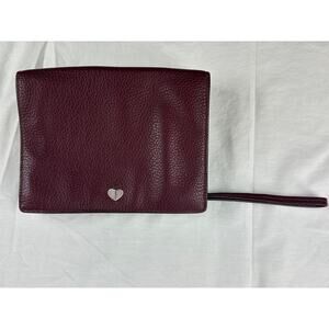Kate Spade small leather clutch wristlet burgundy pebble